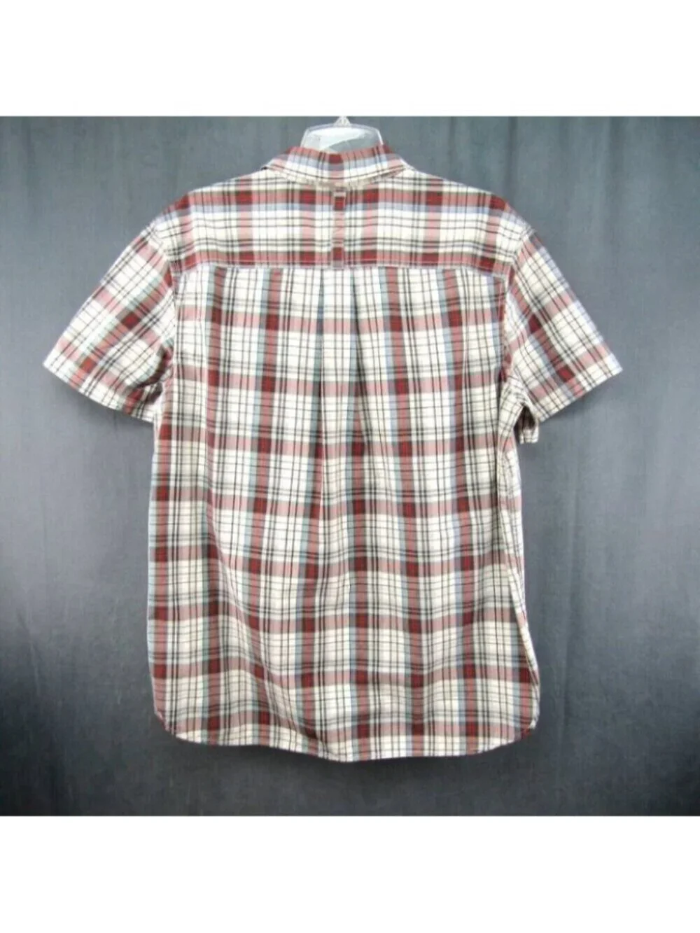 The North Face Red Blue Plaid Short Sleeve Button Up Shirt Mens Size L